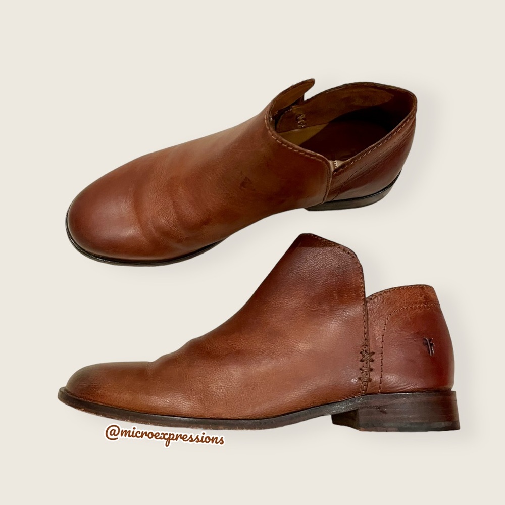 $329 Frye Elyssa Cognac Brown Leather Everyday Comfy Round Toe Shootie/AnkleBoot - Picture 8 of 15